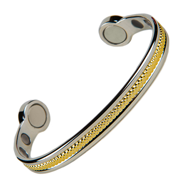Hi-Power Two Tone Gold X Magnetic Bracelet